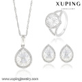 63833 Xuping Fashional elegante lujo color de rodio conjunto de joyas de circón